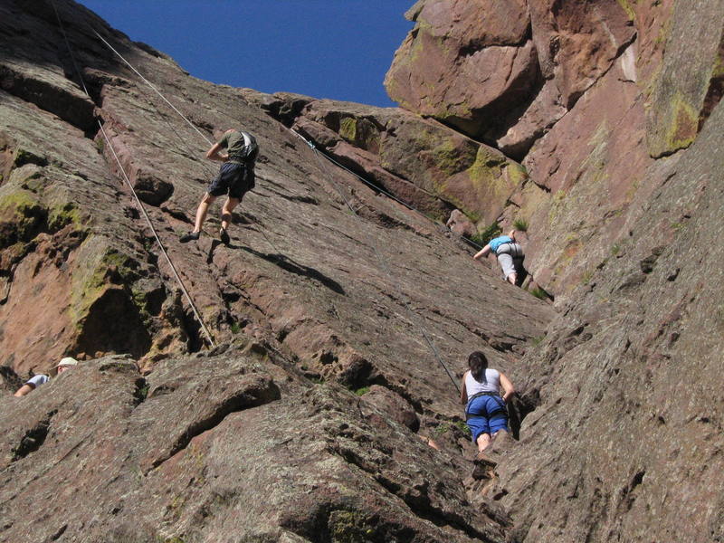 Lisa's first climb ever, she's just getting into the flow of the dihedral.