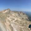 Matt Pickren near the top of Birds of Fire with Glacier Gorge below.