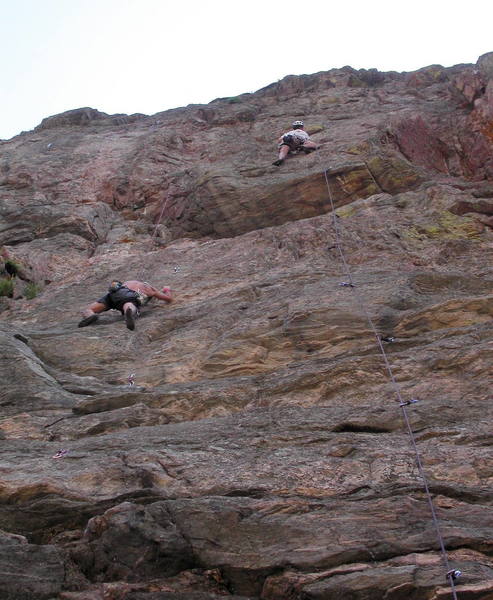 Peter Dillon on the steep upper headwall of Busch Gardens (right).<br>
<br>
George taking another lap on Bush Administration (left).