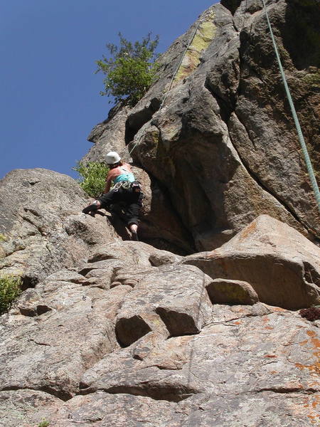 Nickie Kelly turning the lower roof; easier than it looks.