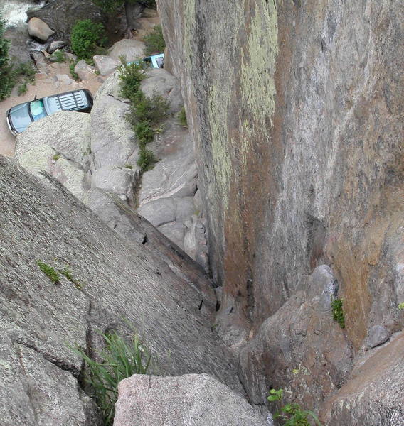 Looking down at the second pitch V-slot.