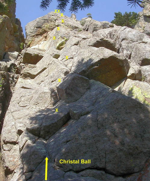 Christal Ball.  The crux is the steep headwall by the fourth and fifth bolts.