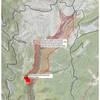 The area in which a smaller restricted area would occur during annual peregrine falcon nest activity from 2020-2025.
<br>

<br>
Sent from Phil Nyland, USFS, April 2021.