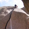 Lichen or Not felt pretty easy for 5.9, but has some great moves.  Nice shiny bolt on the slab at the end of the pitch eliminates the runout.