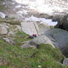 Clawing the grass at the top of the offroute 5.5 corner.