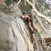 Marga Powell high stepping on the lower part of Splitting Hares.