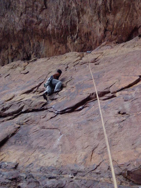 The holds get smaller and fingery, but the feet are good. These last few moves were pretty precarious for me.