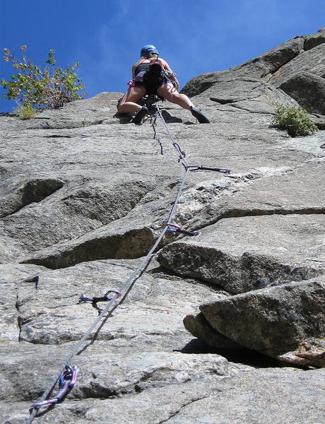 Marga nearing the top of the route.