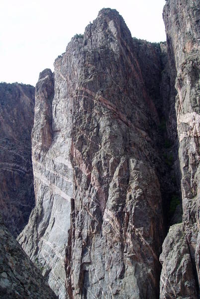 The arete is left of center and just right of the bright wall on the left of the photo. Despite the "The Russian Arete, you know, like Russian roulette." story, this may have been named, perhaps in part, due to the red rock.