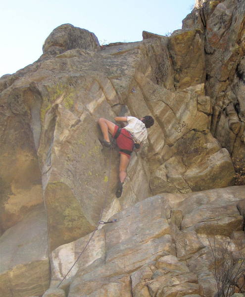 Peter on the steep headwall.