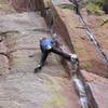 Tonya working up to the ledge.