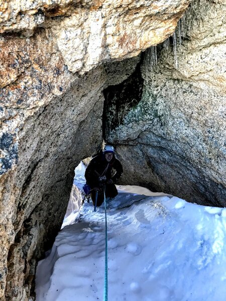 The Cave in May. Snow cave? Photo Cr. Andrew Liechty.