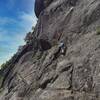 Soloing thru the second "crux" on The Snake at Poko