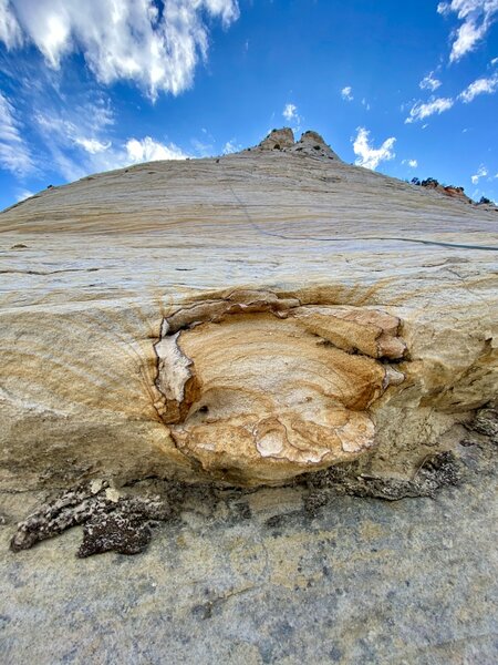 East side 
<br>
Mr. Blowfish 
<br>
Base of Aries butte