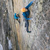 After the traverse on the final pitch.
<br>

<br>
Photo: Jon Glassberg/Louder Than Eleven.