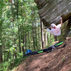 Establishing heel-hook start.