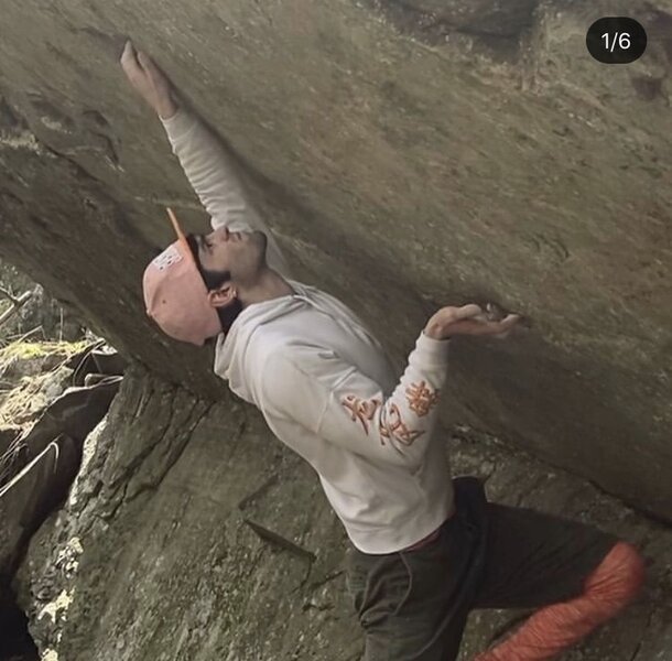 Mark Ulbrich being short and needing to use intermediate holds to send.  May feel way easier if you're a 10ft behemoth like Slab Justice Warrior.