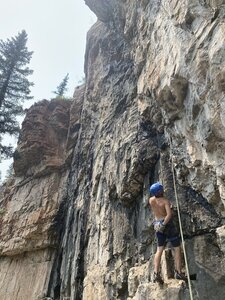 Luke starting up the route.