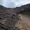 The route follows up the bolts. The crux is a short part about where I am in the photo, but overall it is a pretty easy crimp route!