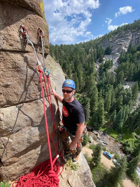 Really fun route. Super exposed belay station. What a great day! Can't thank you enough, Gustavo, Chris, and Viv!