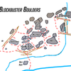 A rough map of the Blockbuster Boulders in Smithbrook.