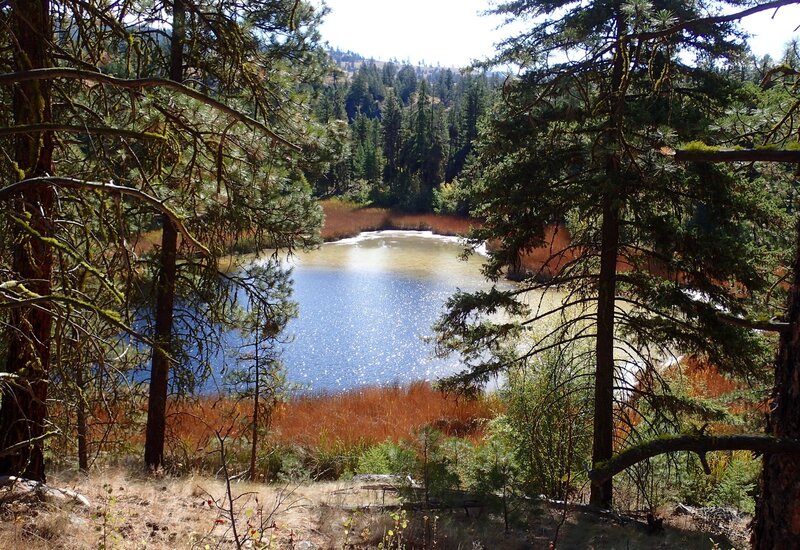 Harbor Lake  - a nice little scenic spot (on FS land) about a 3/4 mile hike due south of the boulders at the base of the east side of Burge Mtn.