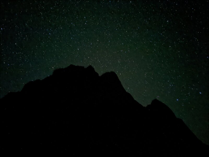 Night shot of warbonnet as seen from arrowhead lake