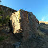 The middle boulder.
<br>

<br>
Yellow: Hank Trucker (V1)
<br>
Orange: Dungarees Like These (V0)