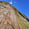 Pitch 3 corner as seen from the belay. Spicy moves to get to your first pieces.