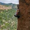 Kristen approaching the rest stance after finishing the physical crux.