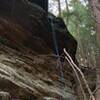 Off an overhang in Hocking Hills