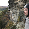 Kyle looking out from the second belay ledge