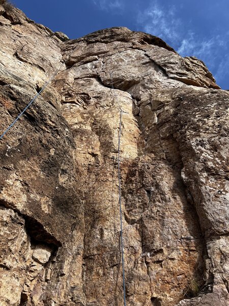 Follow the rope for the route.