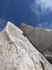 Miguel enjoying the splitter granite on P5.