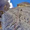 Climbing the second Pitch of Quarta Bassa