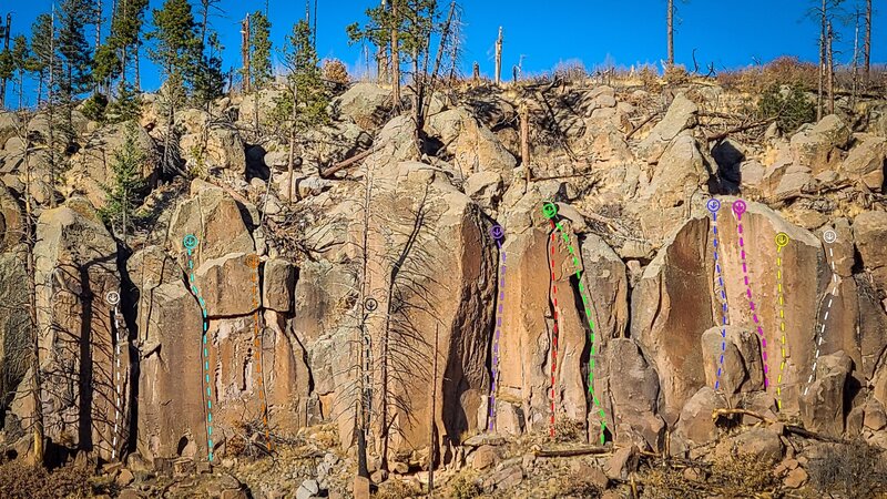 The Outback at Capulin Canyon
<br>
White - Black Stump
<br>
Teal - The Never Never
<br>
Orange - Crimp on the Barbie
<br>
Black - Rock-wallaby
<br>
Purple - Echidna Chasm
<br>
Red - Kakadu
<br>
Green - Banana Bender
<br>
Blue - Bungle Bungles
<br>
Pink - Dingo
<br>
Yellow - Uluru
<br>
White - Peren