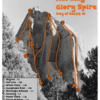 Route overlay of the west face of Morning Glory Spire taken on 35mm B&W film. Photo and topo by Camdon Kay.