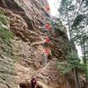 Nathan Evans standing at the bottom of Wing Ding, 5.9+. We decided not to climb, since we forgot our stickclip....