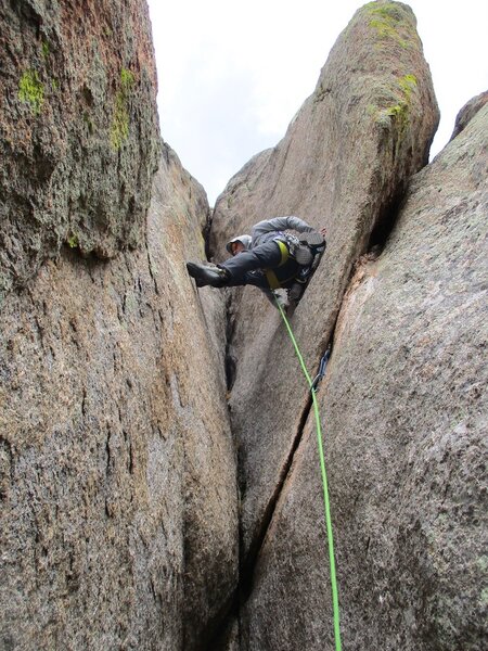 Nate A. in chimney mode on pitch 2.