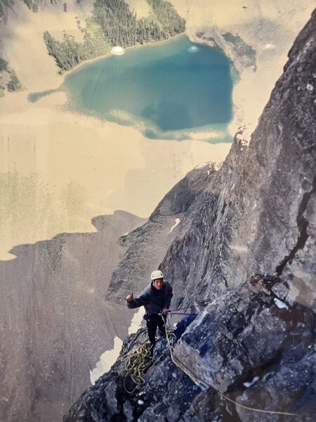 Nearing the crux wide crack.  (2002 0r 2003?)