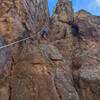 We thought this would be a good climb for 6-year olds. In some ways it was - it was easy enough for them to get up it. However, the multiple ledges made lowering difficult for the kids and we ended up having a parent scramble up there help them get down.