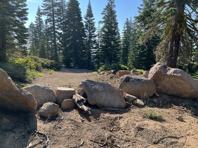 Access road blocked 5 minute hike from approach trails