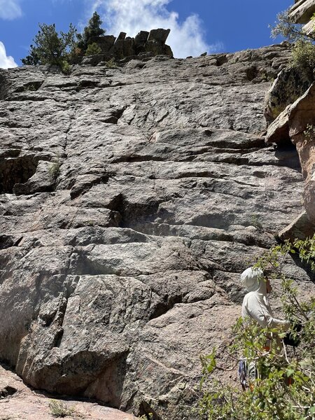 Sick Bird, 505, and 606 sport climbs across the gully from Runnel Rudder and above the ramp.