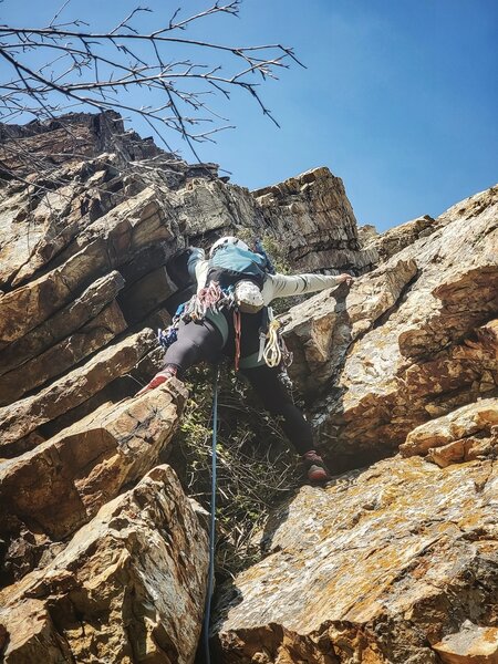 The start of the climb. Head straight up once you exit the dihedral