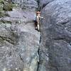 Little man taking in the view on the start of pitch 1 corner variation