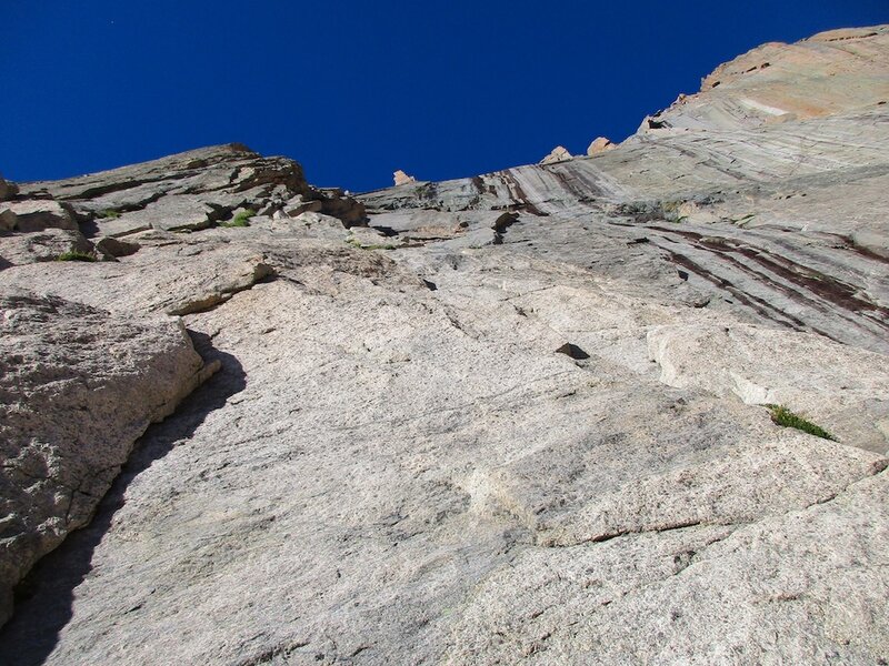 Looking up from the base of the route.