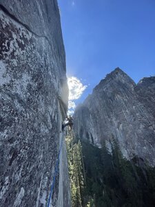 Pitch 4 roof traverse as seen from the anchors