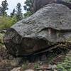 The faint climbers trail up to the legs is about 20ft after this rock on the left, which I think looks like a Winking Whale.