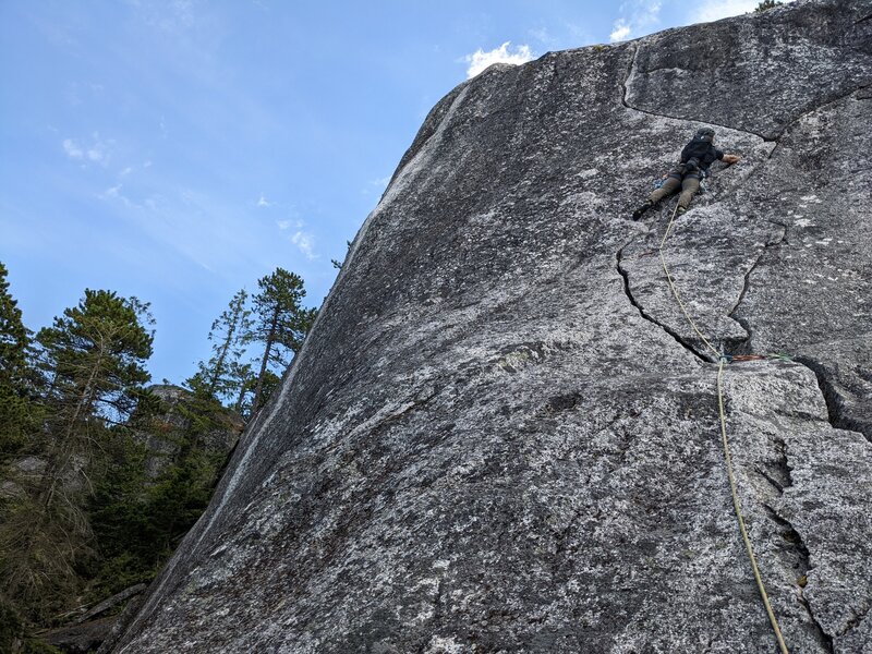 Connor doing his first trad lead on Talking Crack.