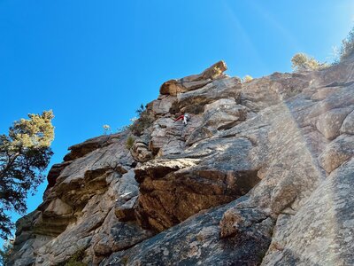 Luke approaching the first anchor.